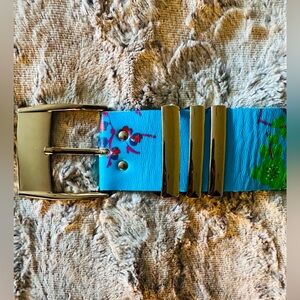 Versace for H&M Blue Floral Wide Leather Belt